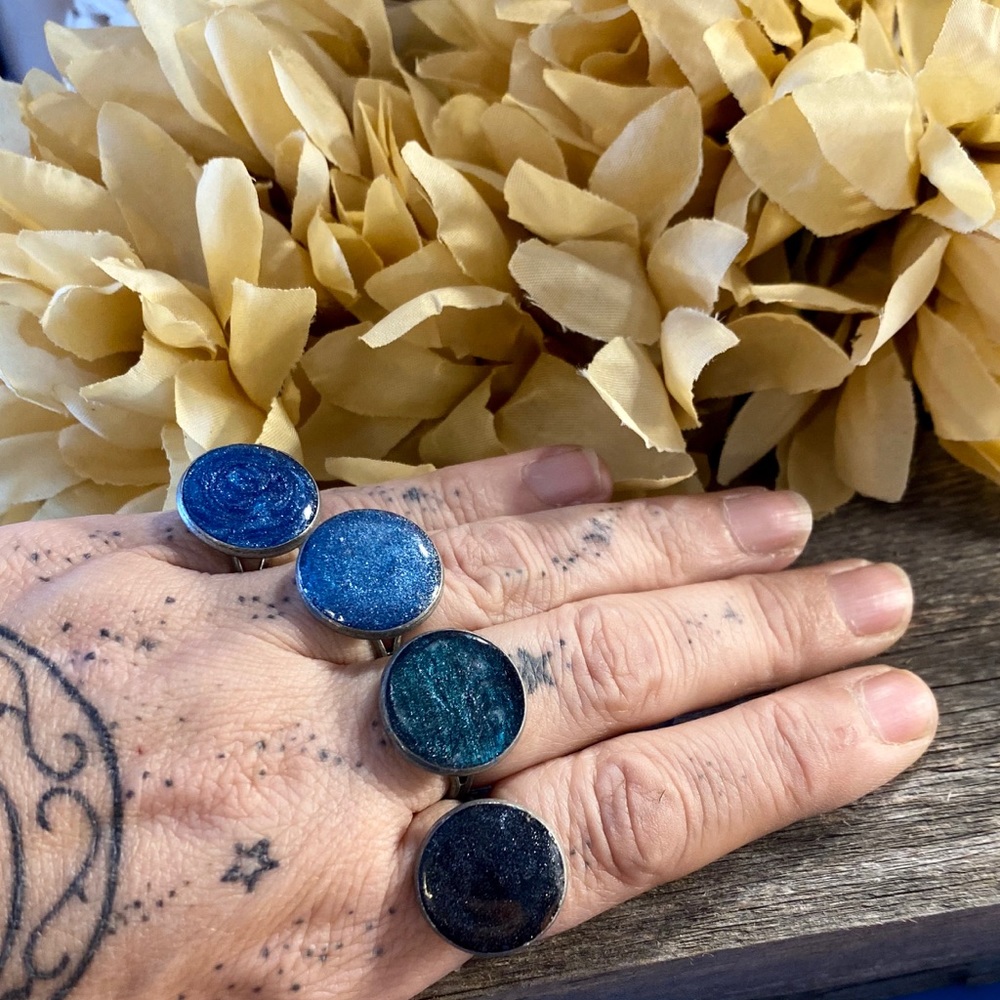 4pc Galaxy Nature Boho Hippie Art Eco Ring Set